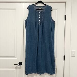 Vintage Women's‎ Orvis Denim Sleeveless Midi Dress with Buttons Size XL